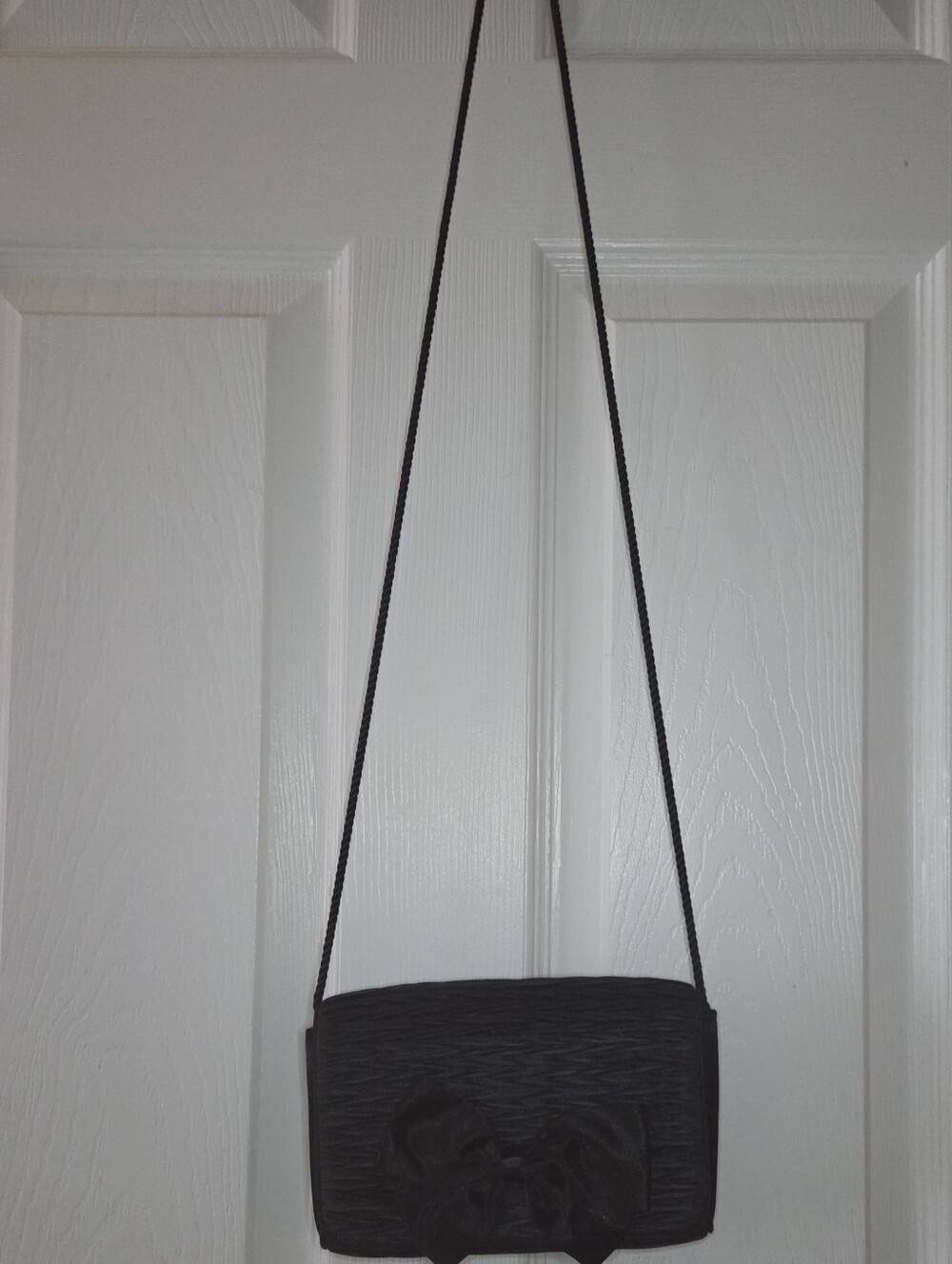 Vintage Nordstrom Black Satin Evening Clutch Shoulder Bag - Picture 2 of 6